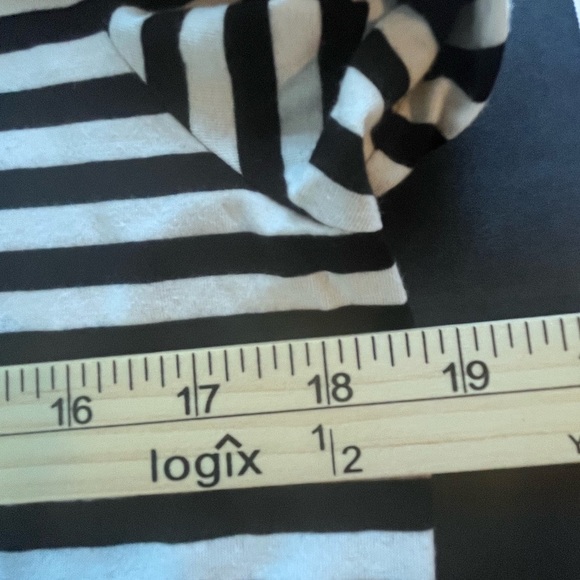 a.n.a Black White Striped Tunic Long Cuffed Sleeves Cotton Blend Size Large - Picture 6 of 10